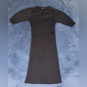 Zara Black Ribbed Midi Dress